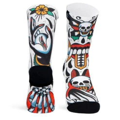 Calcetin Running Con Tejido Coolmax Unisex Skull, Sublimado Multicolor