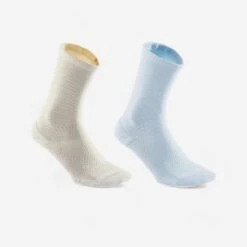 Calcetines Caminar Altos X2 Urban Walk Beis/azul Celeste