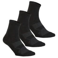 Calcetines Caminar Newfeel Adulto WS 100 Mid Negro (lote De 3 Pares)
