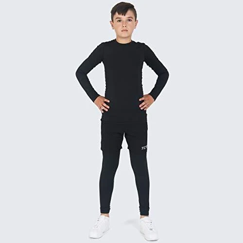 Camiseta De Compresión Manga Larga Con Cuello Redondo Para Niños 4 Camiseta De Compresión Manga Larga Con Cuello Redondo Para Niños - Imagen 4