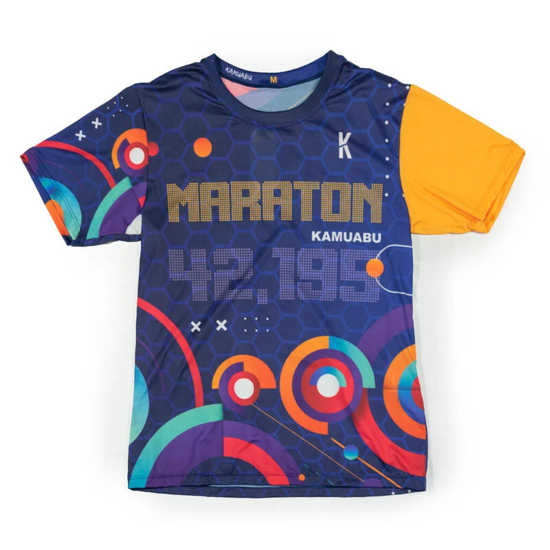 CAMISETA DE RUNNING #MARATON 2.0 RUN Para HOMBRE - KAMUABU Color AZUL 90grs 1 CAMISETA DE RUNNING #MARATON 2.0 RUN Para HOMBRE - KAMUABU Color AZUL 90grs