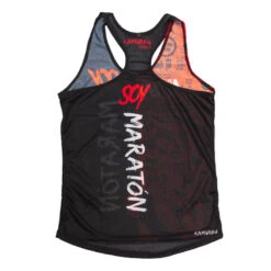 CAMISETA DE RUNNING #SOYMARATON Para MUJER - KAMUABU Roja/negra De Tirantes -Ropa Deportiva Tienda camiseta de running soymaraton para mujer kamuabu rojanegra de tirantes 1
