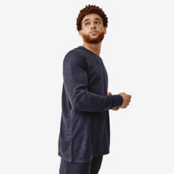 Kalenji Camiseta Running Dry+ Hombre Negro Manga Larga Transpirable