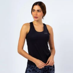 Camiseta Sin Mangas Para Running De Poliéster Reciclado Mujer TRR Negra