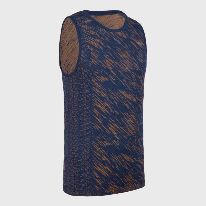 Camiseta Sin Mangas Running Sin Costuras Niños - KIPRUN CARE Marino Naranja 1 Camiseta Sin Mangas Running Sin Costuras Niños - KIPRUN CARE Marino Naranja