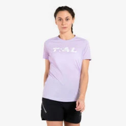 CAMISETA TRAIL RUNNING MUJER LILA ESTAMPADO MANGA CORTA -Ropa Deportiva Tienda camiseta trail running mujer lila estampado manga corta 4