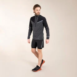 Camiseta Trail Running Softshell Manga Larga Hombre Negro Gris -Ropa Deportiva Tienda camiseta trail running softshell manga larga hombre negro gris 3