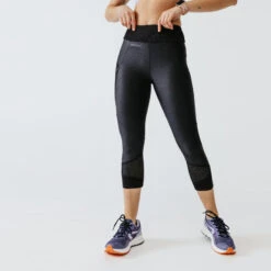 Kalenji Leggings Mallas Running Piratas Mujer Run Dry+ Feel Negro